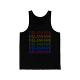 Delaware LGBTQ+ Pride Flag, Faded Black Tank-Top