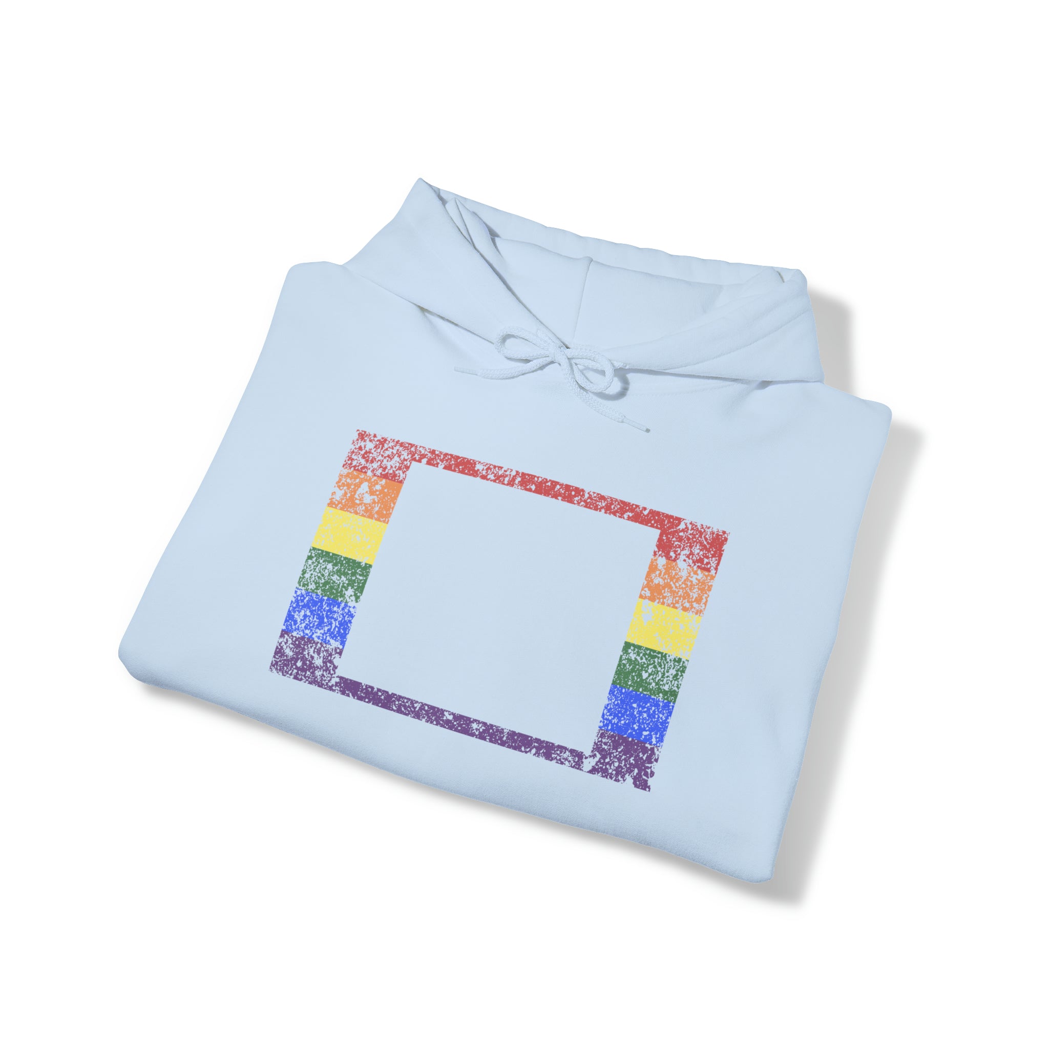 Wyoming Pride Flag Hoodie: Rainbow LGBTQ+ State Silhouette Distressed Hooded Sweatshirt