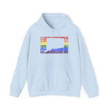 Connecticut Pride Flag Hoodie: Rainbow LGBTQ+ State Silhouette Distressed Hooded Sweatshirt