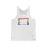 Oregon Pride Flag Tank: Rainbow LGBTQ+ State Silhouette Distressed Tank-Top