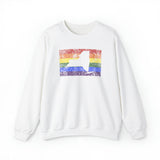 New York Pride Flag Sweater: Rainbow LGBTQ+ State Silhouette Distressed Sweatshirt