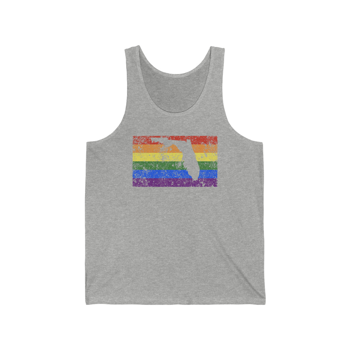 Florida Pride Flag Tank: Rainbow LGBTQ+ State Silhouette Distressed Tank-Top