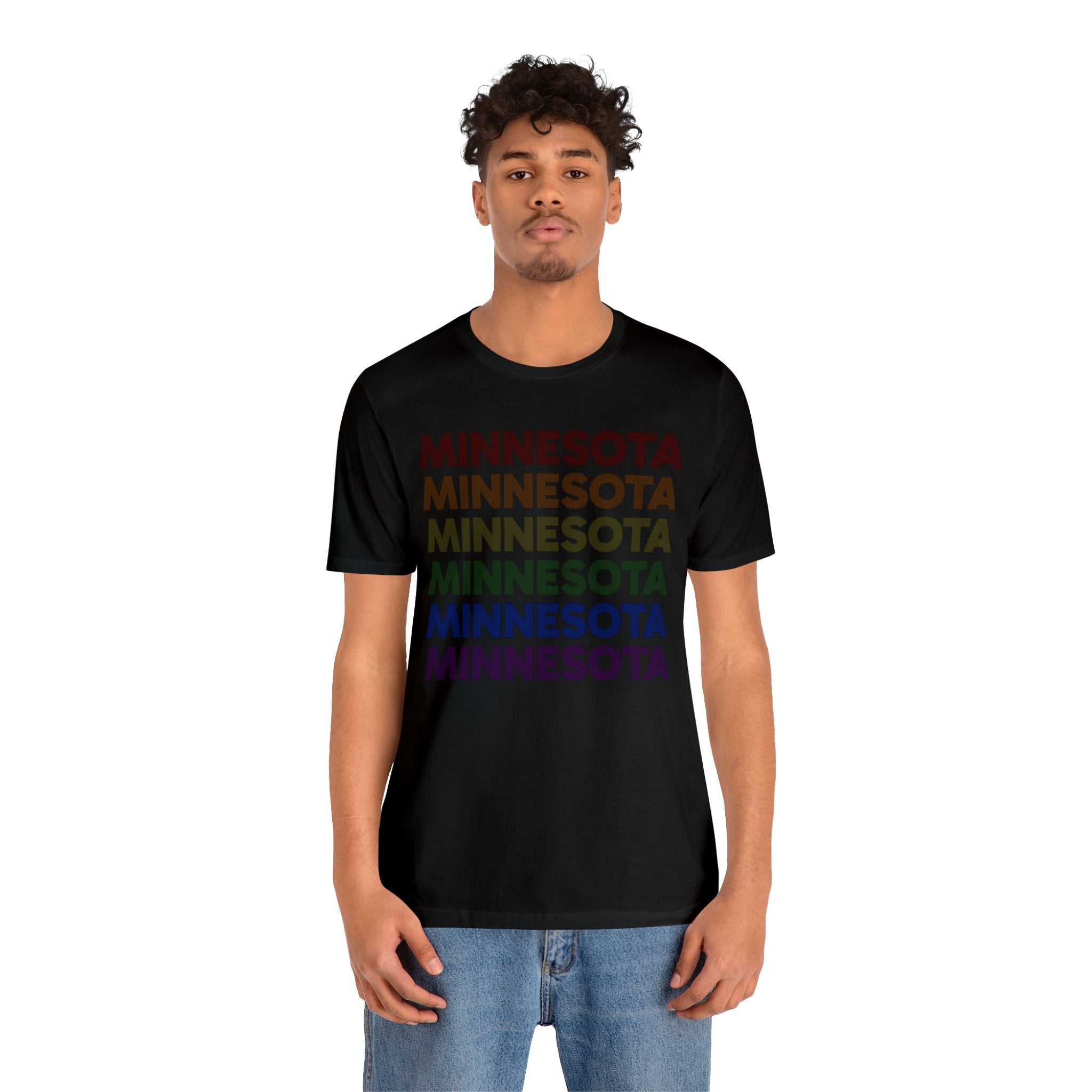 Minnesota LGBTQ+ Pride Flag, Faded Black T-Shirt