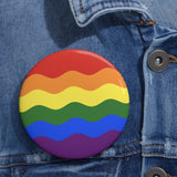 Pride Flag Pin: Round Button with Wavey Design