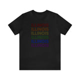 Illinois LGBTQ+ Pride Flag, Faded Black T-Shirt