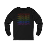 Mississippi LGBTQ+ Pride Flag, Faded Black Long Sleeve Tee