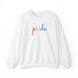 Pride Sweater: Flowing Cursive 'Pride' in Gradient Hues