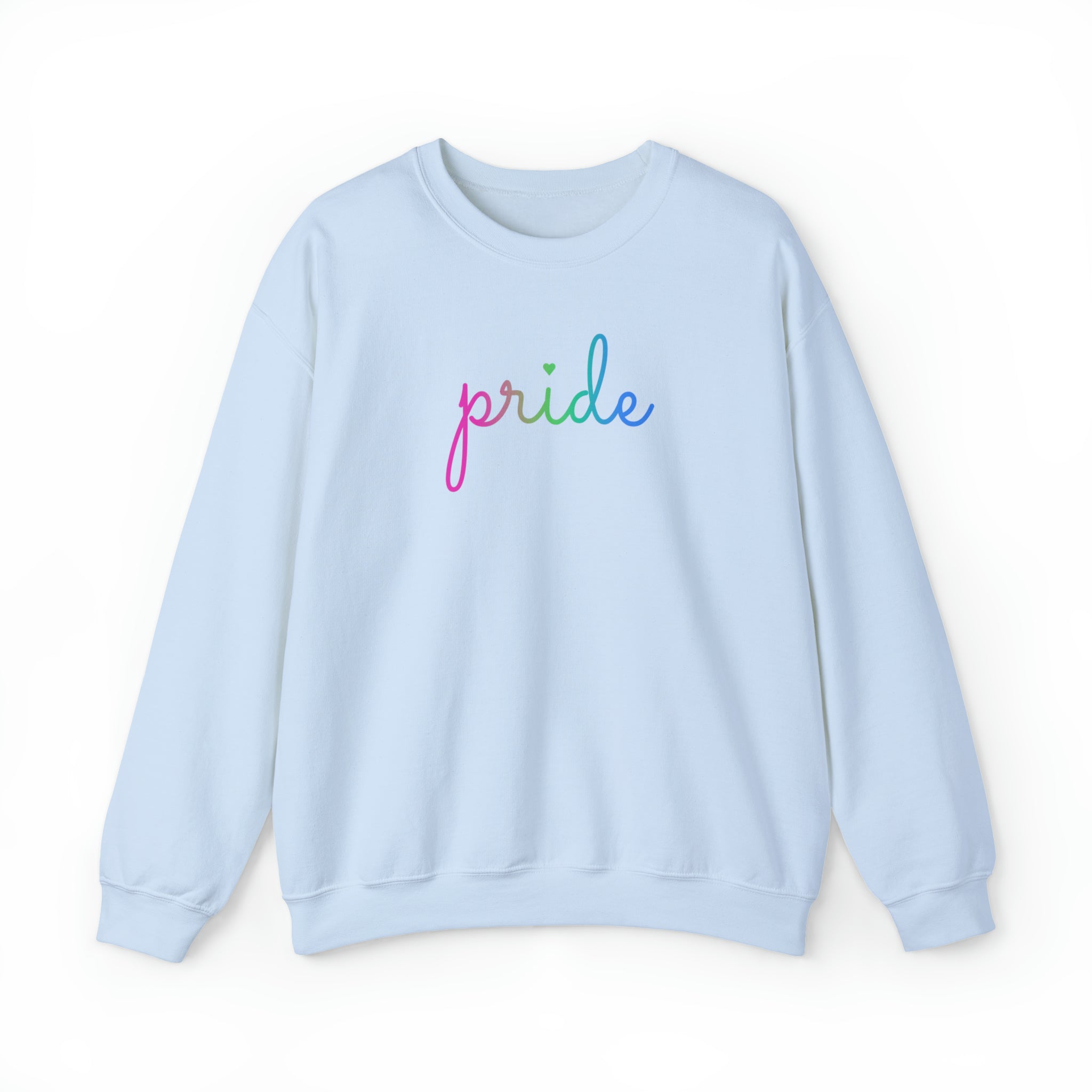 Polysexual Pride Sweater: Flowing Cursive 'Pride' in Gradient Hues