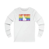 Idaho Pride Flag Long Sleeve Tee: Rainbow LGBTQ+ State Silhouette Distressed Long Sleeve T-Shirt