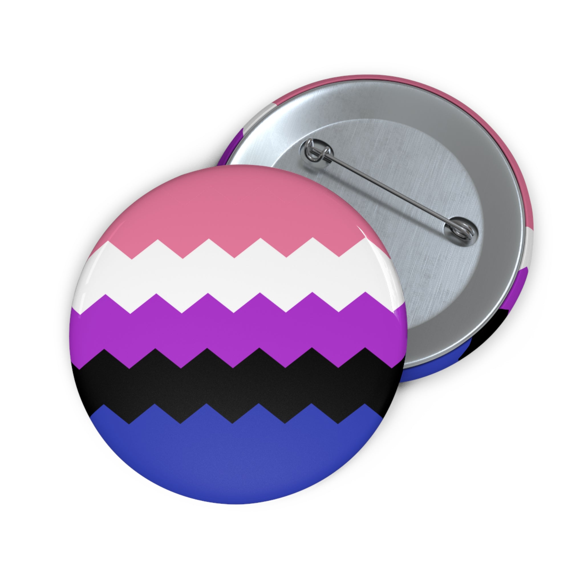 Genderfluid Pride Flag Pin: Round Button with Sharp Design