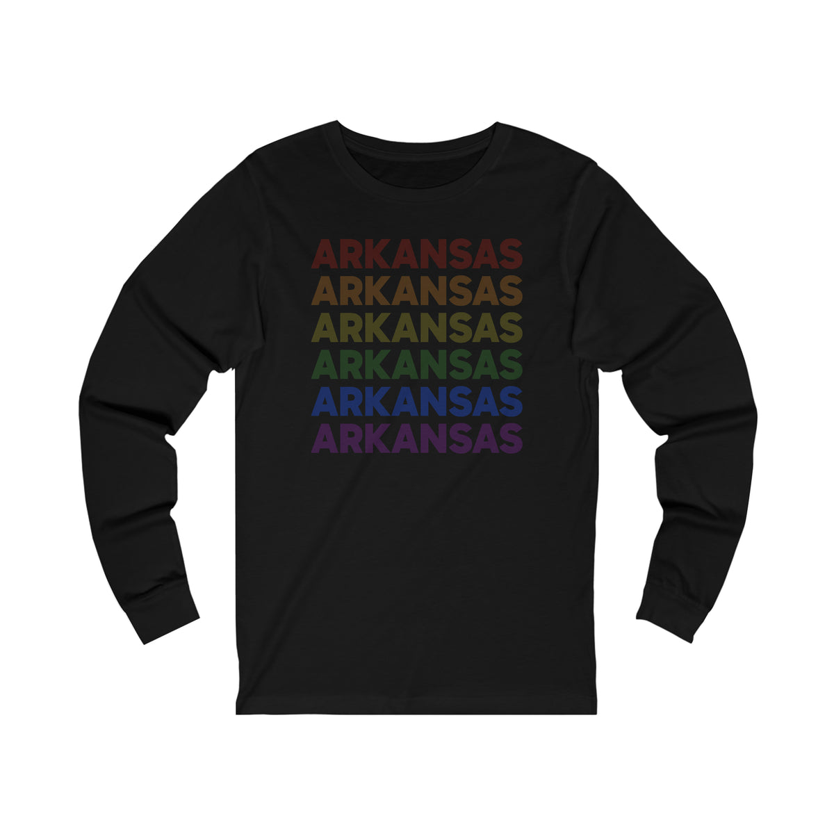 Arkansas LGBTQ+ Pride Flag, Faded Black Long Sleeve Tee