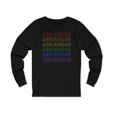 Arkansas LGBTQ+ Pride Flag, Faded Black Long Sleeve Tee