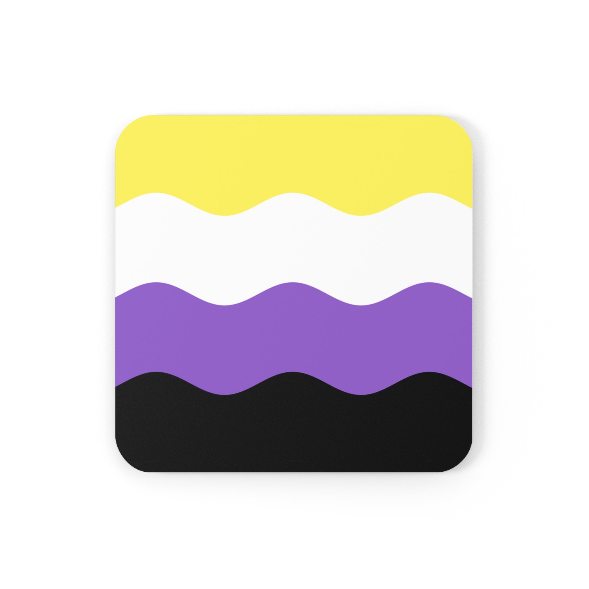 Nonbinary Flag Coaster Set: 4 Corkwood Ripple Drink Coasters