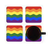 Pride Flag Coaster Set: 4 Corkwood Ripple Drink Coasters