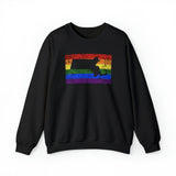 Massachusetts Pride Flag Sweater: Rainbow LGBTQ+ State Silhouette Distressed Sweatshirt