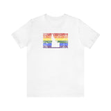 Idaho Pride Flag Tee: Rainbow LGBTQ+ State Silhouette Distressed Shirt