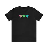 Polysexual Flag Hearts T-Shirt: Pride LGBTQ+ Gradient Design