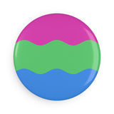 Polysexual Pride Flag Magnet: Ripple Round Button for Fridge