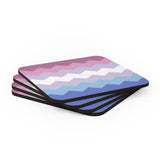 Bigender Flag Coaster Set: 4 Corkwood Wavey Drink Coasters