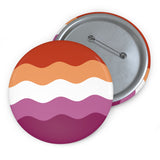 Lesbian Pride Flag Pin: Round Button with Wavey Design