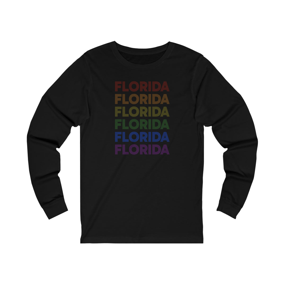 Florida LGBTQ+ Pride Flag, Faded Black Long Sleeve Tee