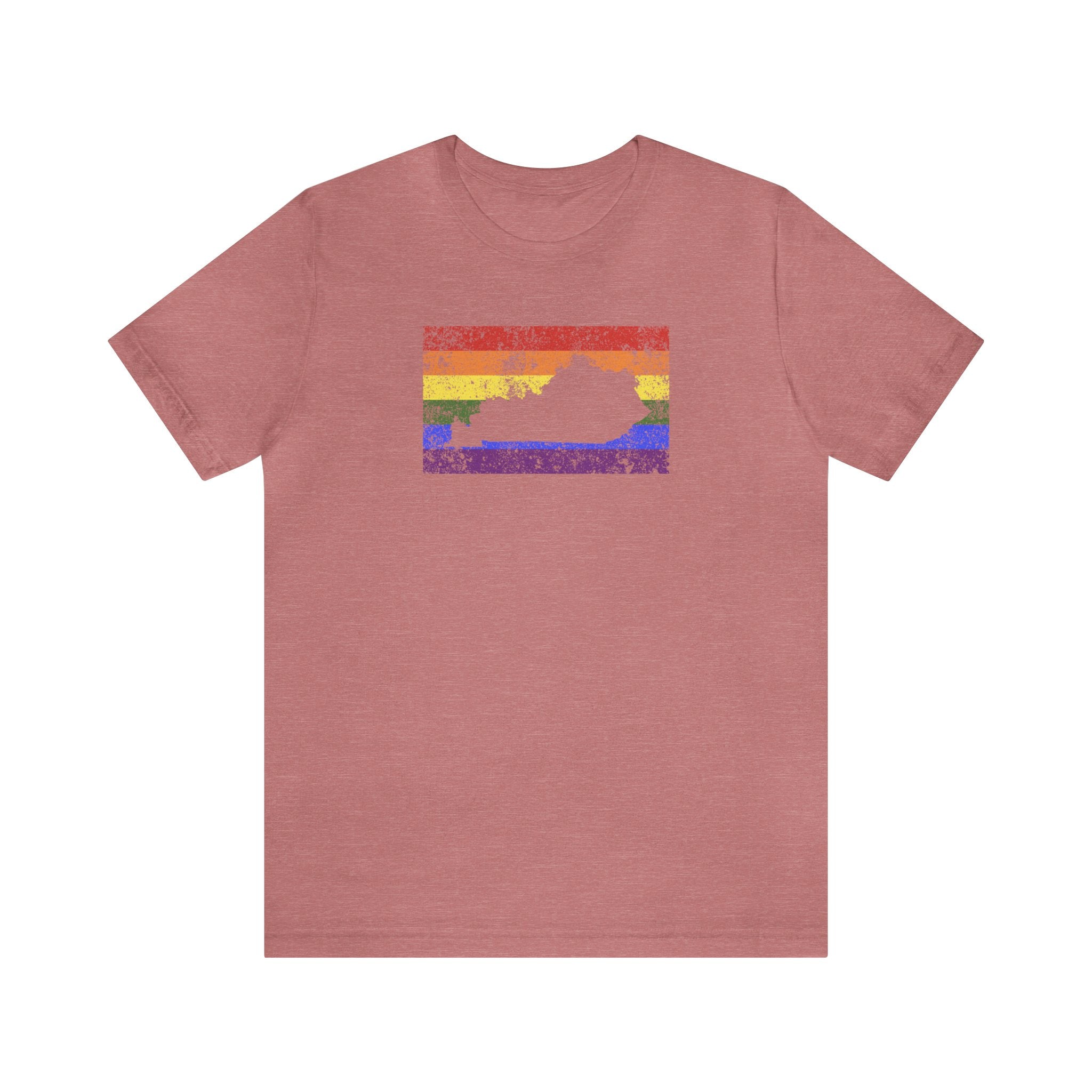 Kentucky Pride Flag Tee: Rainbow LGBTQ+ State Silhouette Distressed Shirt