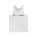 Minnesota Pride Tank Top: Flowing Cursive Design with LGBTQ+ Gradient