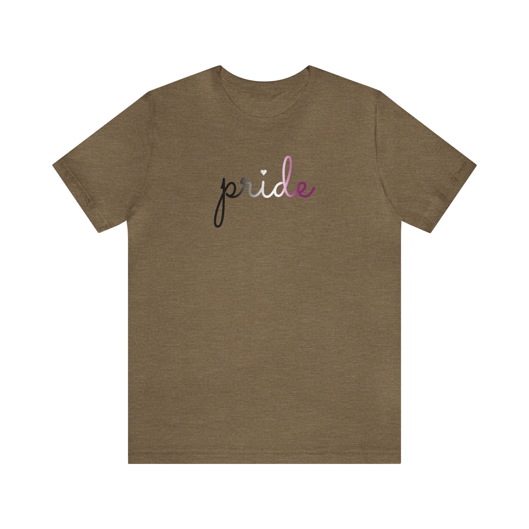 Asexual Pride T-Shirt: Flowing Cursive 'Pride' in Gradient Hues