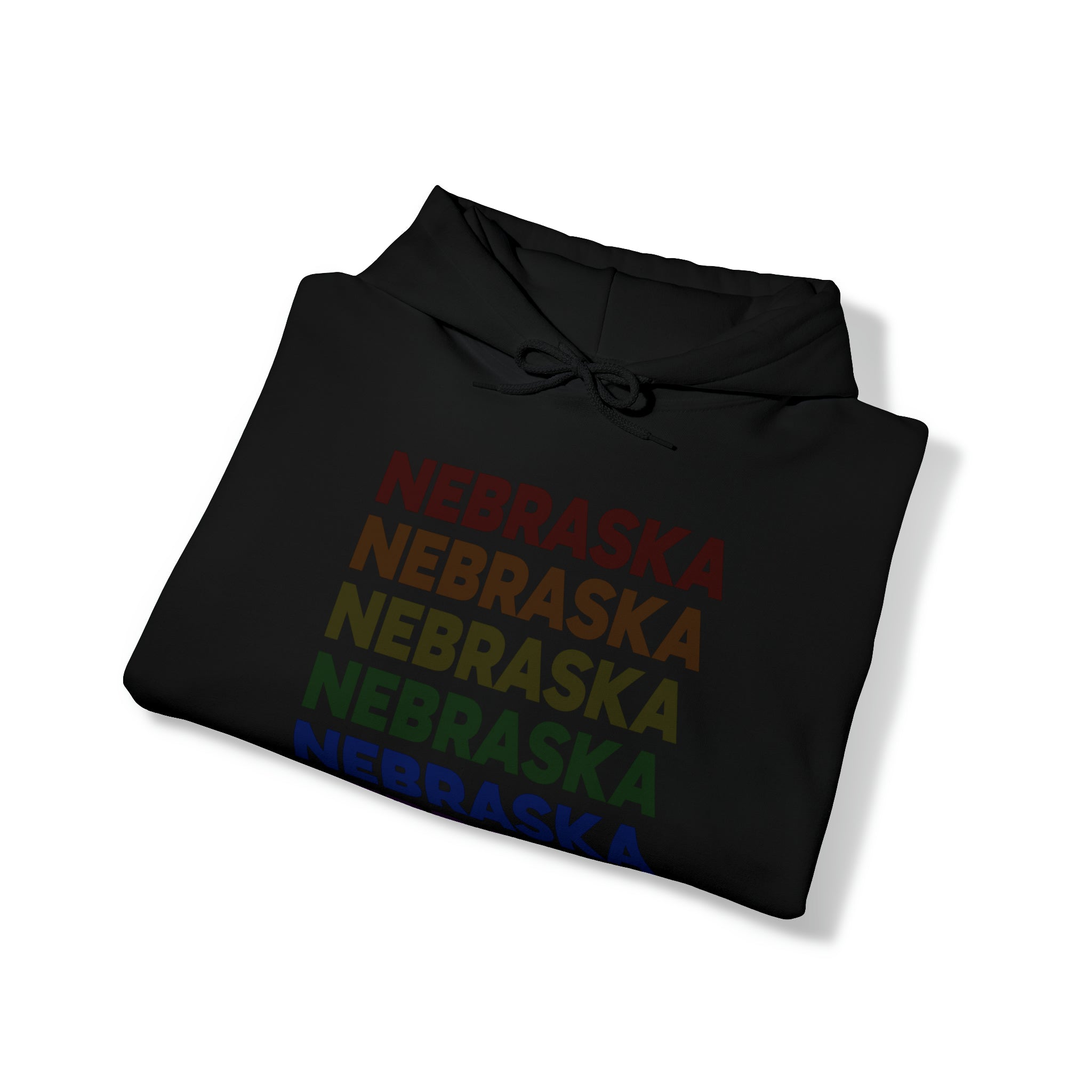 Nebraska LGBTQ+ Pride Flag, Faded Black Hoodie