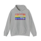 Maryland Pride Flag Hoodie: Rainbow LGBTQ+ State Silhouette Distressed Hooded Sweatshirt