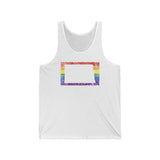 North Dakota Pride Flag Tank: Rainbow LGBTQ+ State Silhouette Distressed Tank-Top