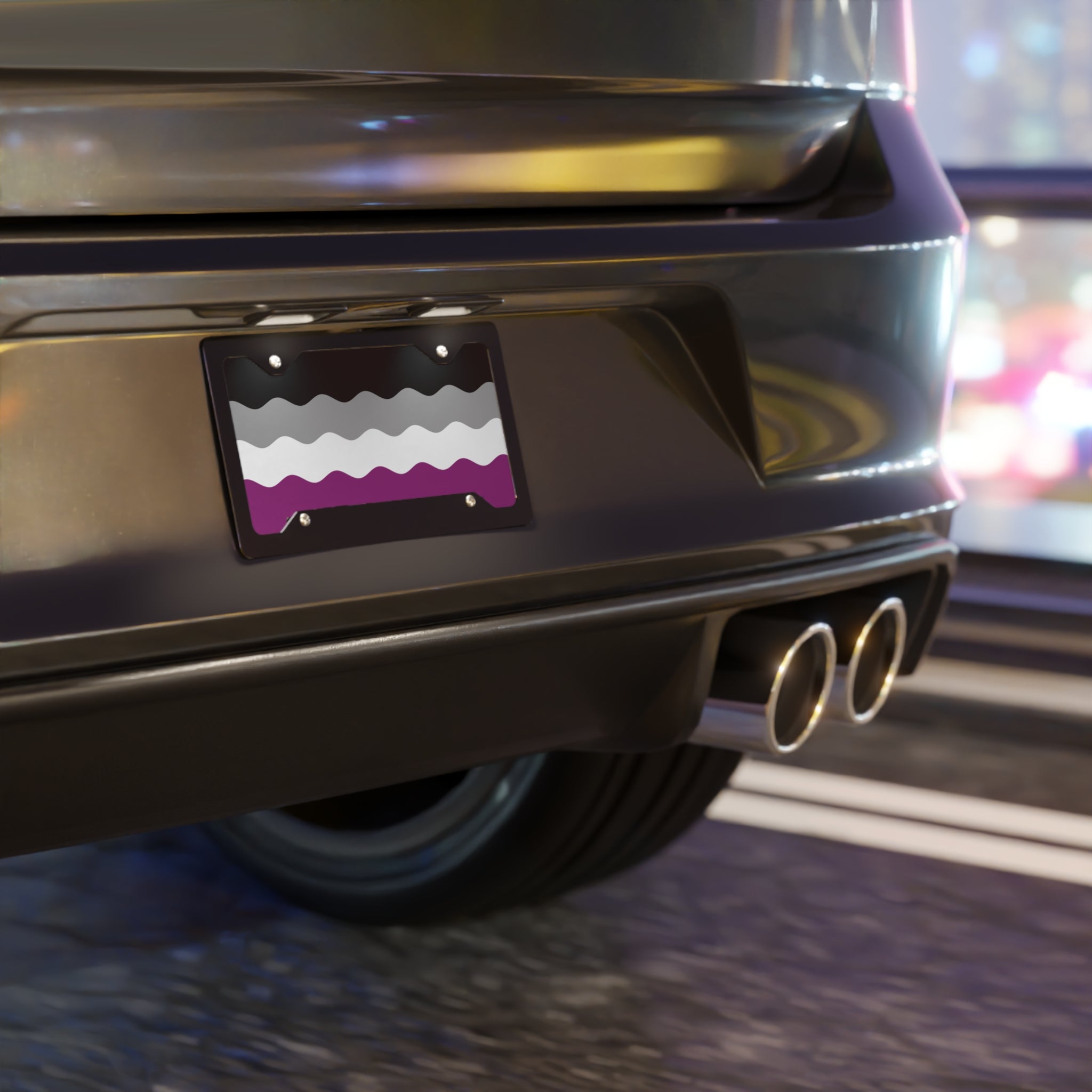 Asexual Flag Ripple Vanity License Plate: Wavey Design for Cars