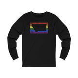 Montana Pride Flag Long Sleeve Tee: Rainbow LGBTQ+ State Silhouette Distressed Long Sleeve T-Shirt