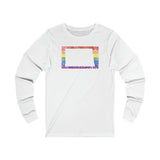 North Dakota Pride Flag Long Sleeve Tee: Rainbow LGBTQ+ State Silhouette Distressed Long Sleeve T-Shirt