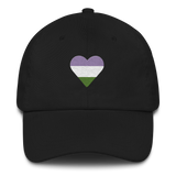 Genderqueer Flag Embroidered Heart Hat: Celebratory LGBTQ+ Pride Design