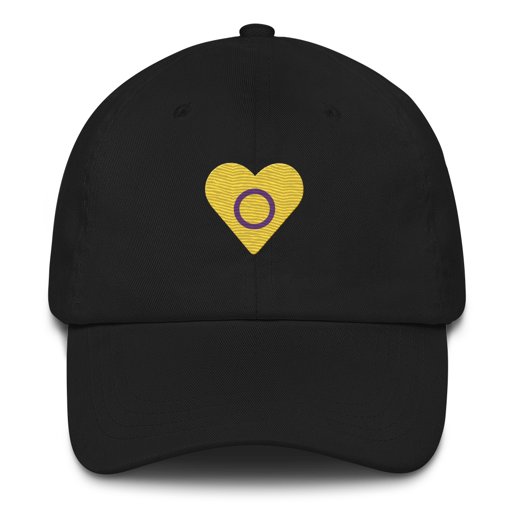 Intersex Flag Embroidered Heart Hat: Celebratory LGBTQ+ Pride Design