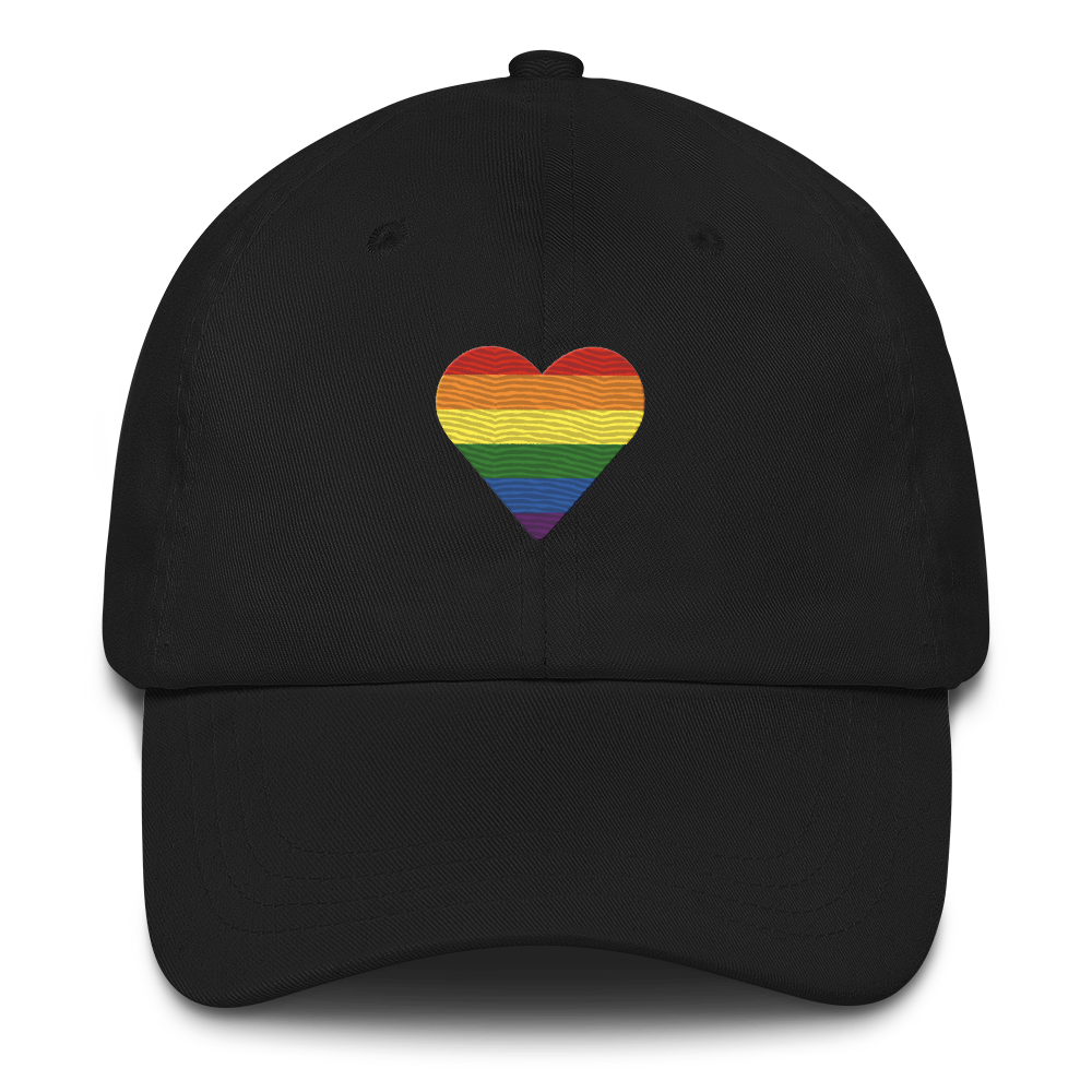 Pride Flag Embroidered Heart Hat: Celebratory LGBTQ+ Pride Design