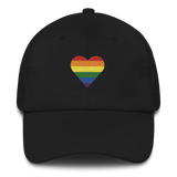 Pride Flag Embroidered Heart Hat: Celebratory LGBTQ+ Pride Design