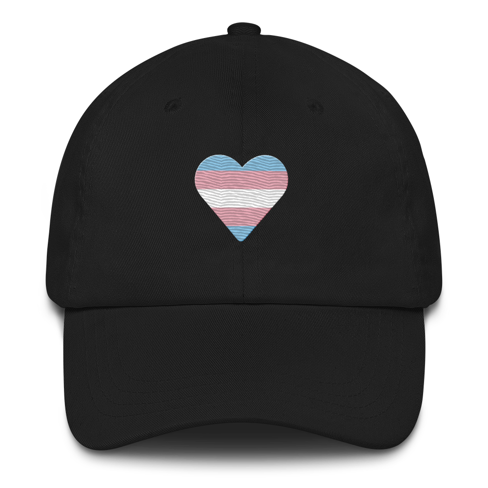 Transgender Flag Embroidered Heart Hat: Celebratory LGBTQ+ Pride Design