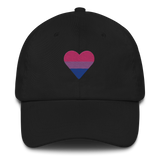 Bisexual Flag Embroidered Heart Hat: Celebratory LGBTQ+ Pride Design