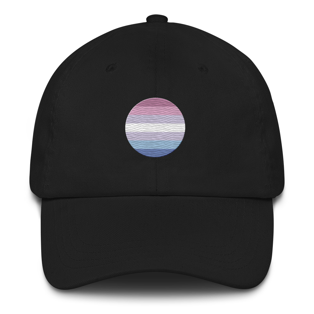 Bigender Flag Embroidered Circle Cap: Celebratory LGBTQ+ Pride Design