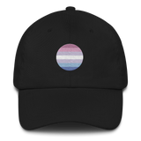 Bigender Flag Embroidered Circle Cap: Celebratory LGBTQ+ Pride Design