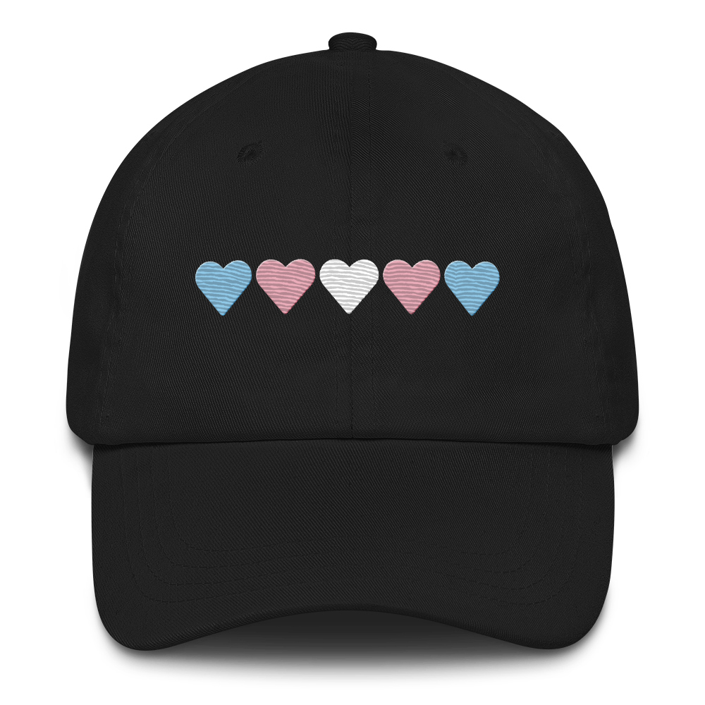 Embroidered Transgender Hat: Pride Flag Horizontal Heart Design