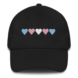 Embroidered Transgender Hat: Pride Flag Horizontal Heart Design