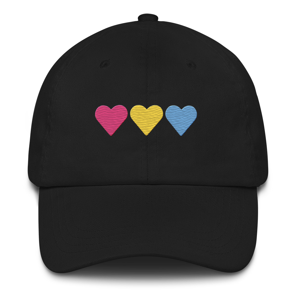 Embroidered Pansexual Hat: Pride Flag Horizontal Heart Design