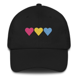 Embroidered Pansexual Hat: Pride Flag Horizontal Heart Design