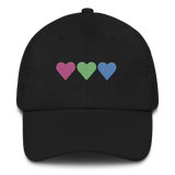 Embroidered Polysexual Hat: Pride Flag Horizontal Heart Design