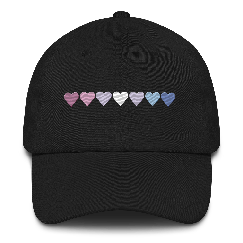 Embroidered Bigender Hat: Pride Flag Horizontal Heart Design