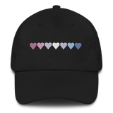 Embroidered Bigender Hat: Pride Flag Horizontal Heart Design