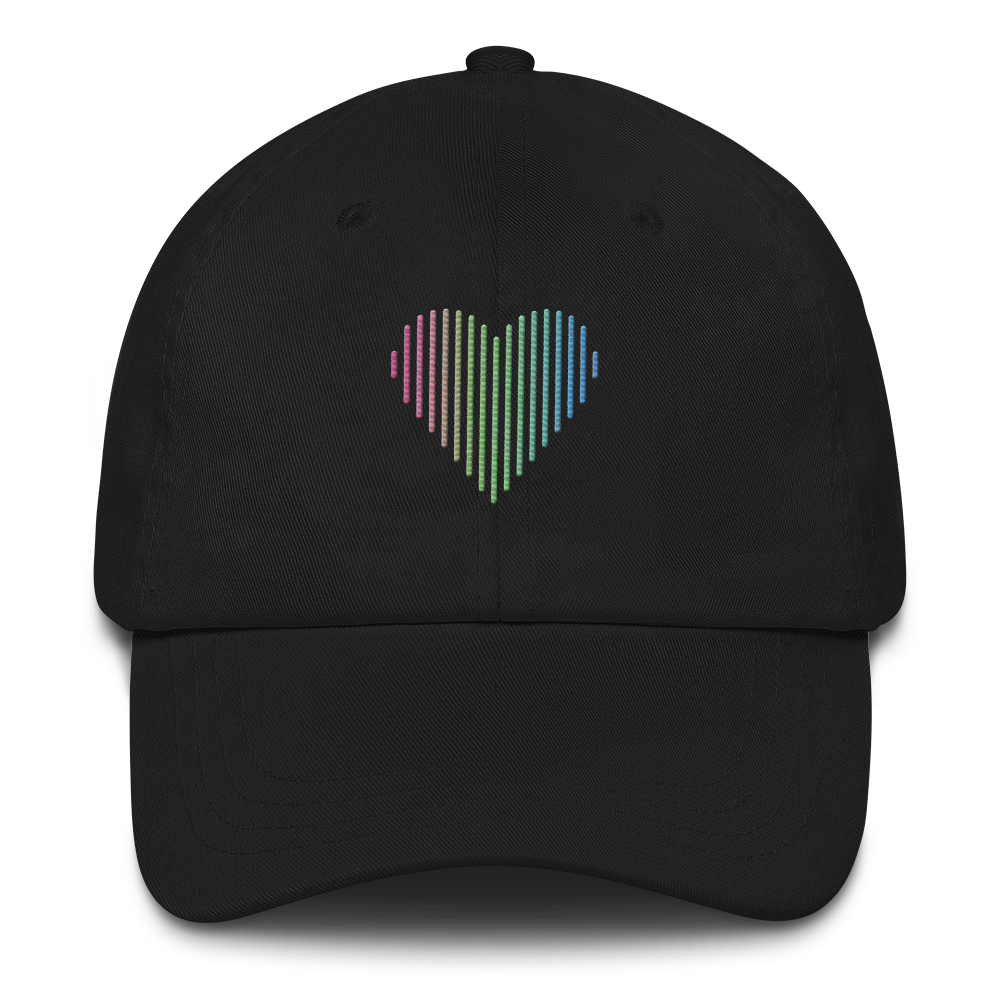 Polysexual Heart Lines Hat: Embroidered Pride Gradient Cap